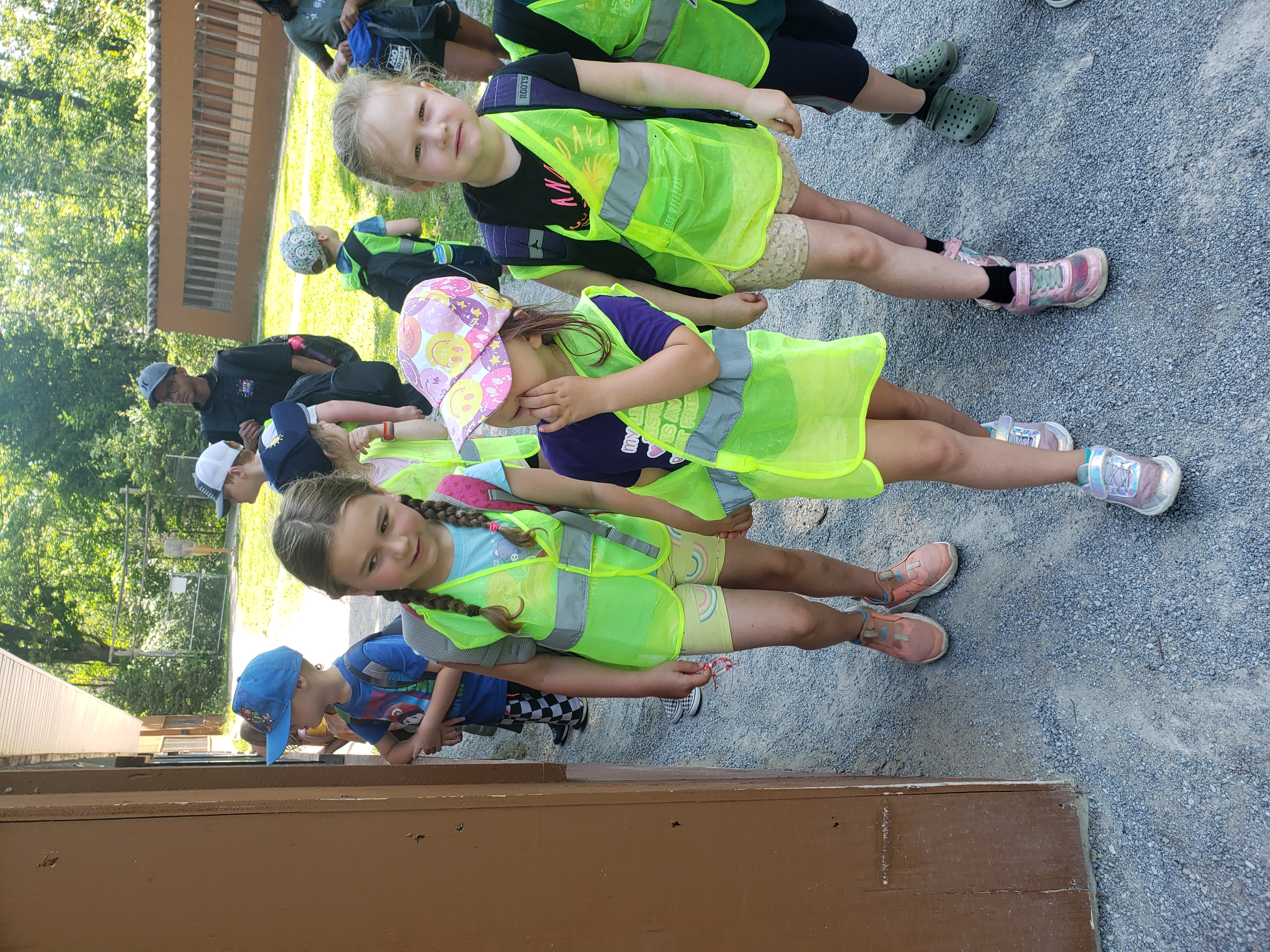 Campers on the slides and play structure
